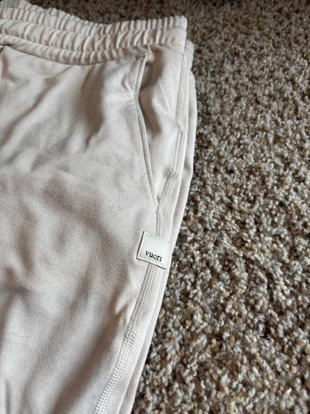 Vuori Three-Pack Pull-On Jogger Pants in Olive, Purple and Beige - Picture 2 of 7